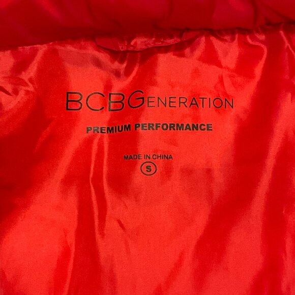 BCBG BCBGeneration Womens Red Ladies Hooded Puffer Quilt Jacket Coat Size Small - Picture 7 of 11
